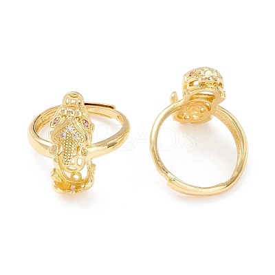 Brass Cubic Zirconia Adjustable Ring Components KK-K266-09G-1