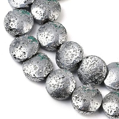 Electroplated Natural Lava Rock Beads Strands G-K388-01G-1