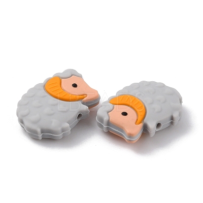 Sheeps Food Grade Eco-Friendly Silicone Beads SIL-WH0008-38B-1