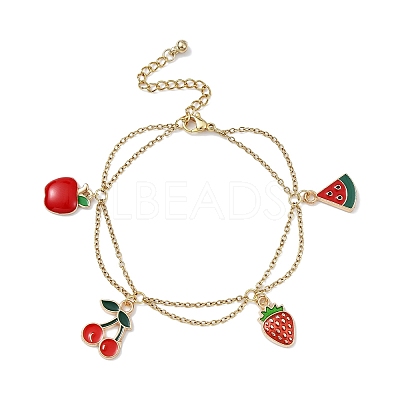 Alloy Enamel Fruit Charm Bracelets BJEW-JB09894-01-1