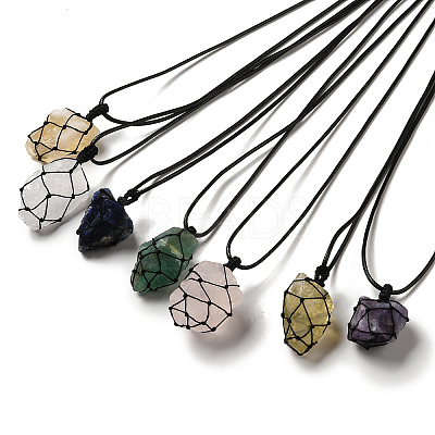 Irregular Nuggets Natural Mixed Gemstone Pendant Necklace G-H286-02-1