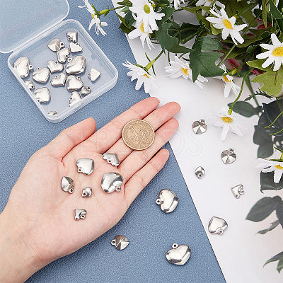 36Pcs 6 Style 304 Stainless Steel Pendants STAS-UN0024-76-1