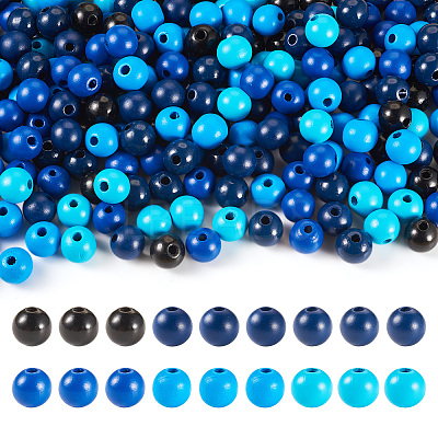 240Pcs 6 Colors Natural Wooden Beads WOOD-TA0002-74C-1