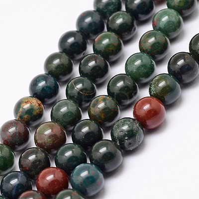 Natural Indian Bloodstone Beads Strands G-P257-07-10mm-1