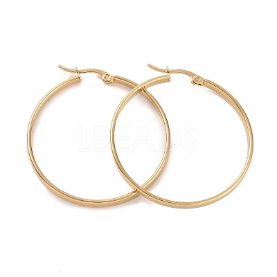 201 Stainless Steel Big Hoop Earrings with 304 Stainless Steel Pins for Women EJEW-E146-07G-B-1