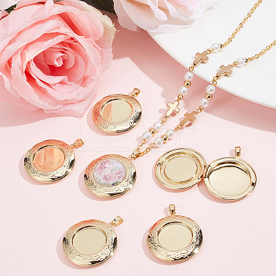 6Pcs Brass Locket Pendants KK-BBC0015-47-1