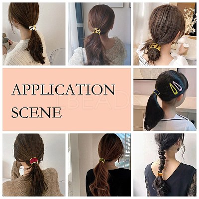 Alloy Ponytail Cuff Rubber Elastic Hair Ties OHAR-P018-A04-1
