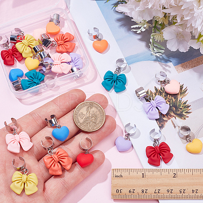 24Pcs 12 Styles Heart & Bowknot Resin Stethoscope Pendant Decorations HJEW-SP0001-58-1