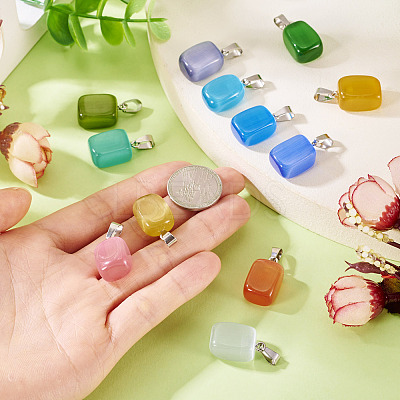 12Pcs 12 Colors Cat Eye Pendants CE-TA0001-04-1