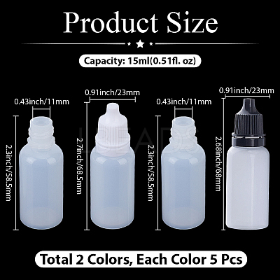 10Pcs 2 Styles PE Plastic Refillable Bottles AJEW-GF0013-39B-1
