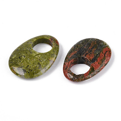 Natural Unakite Large Hole Pendants G-N348-06B-08-1