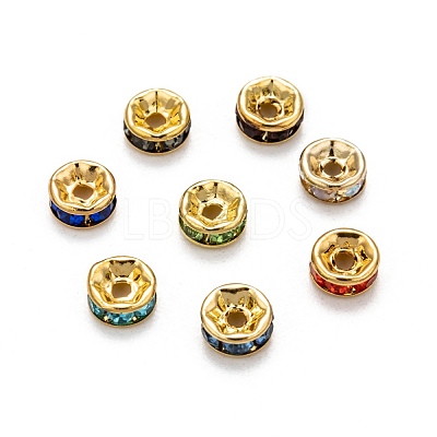 Brass Rhinestone Spacer Beads RB-A014-Z6mm-G-1