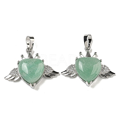 Natural Green Aventurine with Clear Cubic Zirconia Pendants G-G133-02P-25-1