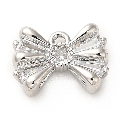 Brass Micro Pave Clear Cubic Zirconia Pendants ZIRC-P113-03P-1