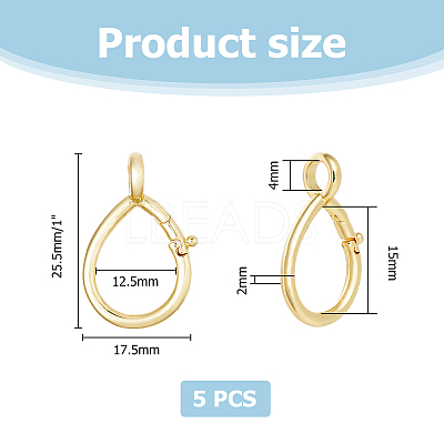 5Pcs Brass Keychain Clasp Findings KK-HS0001-09-1