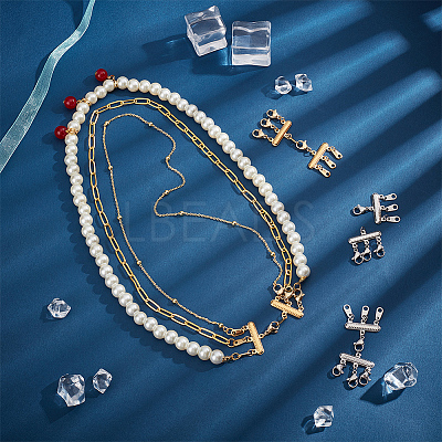 8Pcs 2 Colors 304 Stainless Steel Multi-strand Clasps with Lobster Claw Clasps FIND-UN0001-65-1
