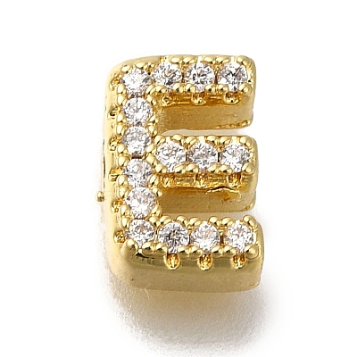 Rack Plating Brass Micro Pave Clear Cubic Zirconia Beads KK-G500-30G-E-1