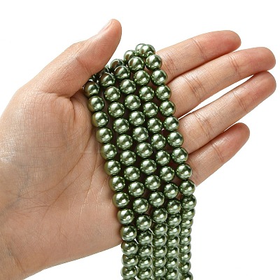 Eco-Friendly  Dyed Glass Pearl Round Bead Strands HY-A002-8mm-RB025-1