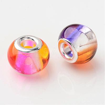 Spray Painted Two Tone Glass European Beads GPDL-R003-M1-1