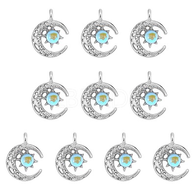 10 Pieces Alloy Moon Charm Pendant Crescent Moon Charms with sun Half Moon pendant for Jewelry Necklace Earring Making Crafts JX394A-1