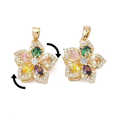 Brass Micro Pave Cubic Zirconia Rotatable Pendants KK-A287-11B-G-1