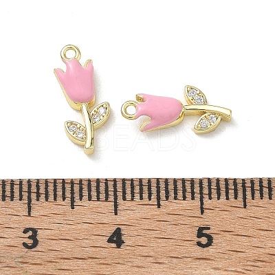 Brass Micro Pave Clear Cubic Zirconia and Enamel Charms KK-A300-22G-04-1