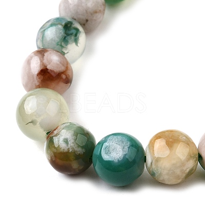 Natural Green Cherry Blossom Agate Beads Strands G-NH0061-A01-8mm-1