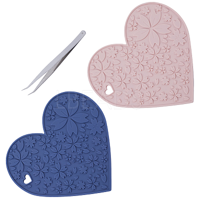 2Pcs 2 Colors Silicone Hot Mats for Hot Dishes AJEW-GF0008-29B-1