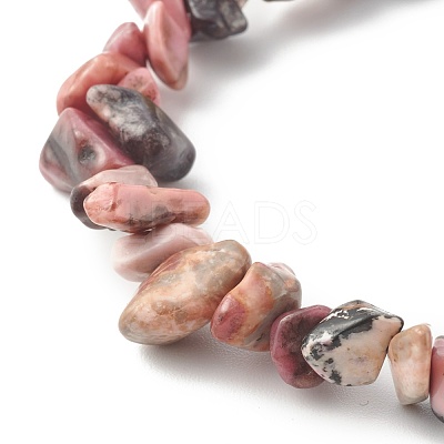 Chip Natural Rhodonite Stretch Beaded Bracelets for Kids BJEW-JB06305-04-1