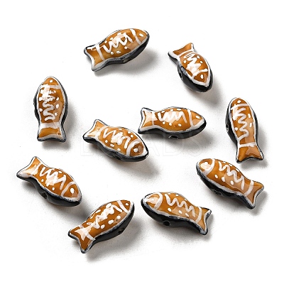 Handmade Printed Porcelain Beads PORC-E015-17C-1