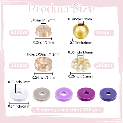 3500Pcs 5 Colors Handmade Polymer Clay Beads CLAY-PA0001-25A-1