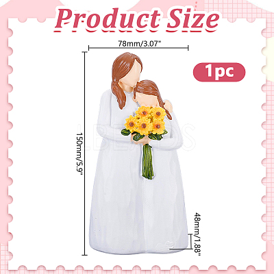 Mother & Daughter Resin Sculpture Display Decorations DJEW-WH0053-82A-1