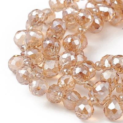 Transparent Electroplate Glass Beads Strands X-EGLA-F152A-PL02-1