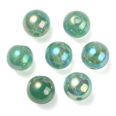UV Plating Rainbow Iridescent Acrylic Beads OACR-F004-04F-1