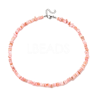 Dyed Natural Freshwater Shell Nuggets Beaded Necklaces NJEW-JN05488-04-1