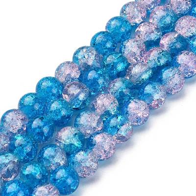 1Strand Two Tone Transparent Crackle Glass Round Beads Strands X-CCG-Q001-10mm-19-1