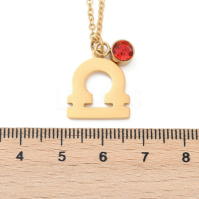 304 Stainless Steel Glass Drill Birth Stone Constellation Pendant Necklaces STAS-D305-08G-G-1