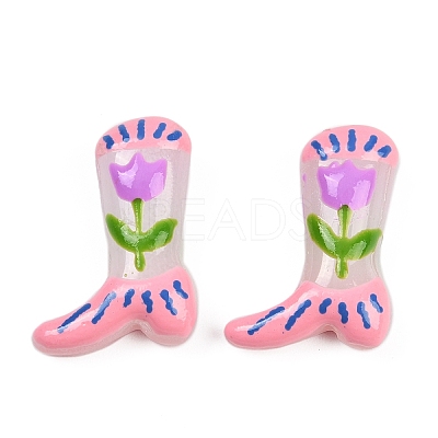 Boot Baking Paint Glass Enamel  Beads LAMP-C020-02F-1