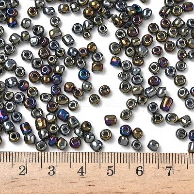 6/0 Electroplated Metallic Colours Round Glass Seed Beads X-SEED-A009-4mm-602-1