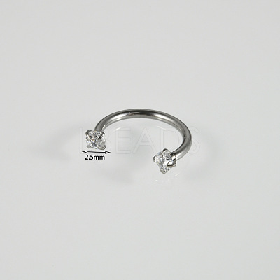 304 Stainless Steel Clear Cubic Zirconia Lip Rings WG22442-05-1