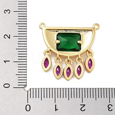 Rack Plating Brass Micro Pave Cubic Zirconia & Glass Pendants KK-Z071-66G-02-1