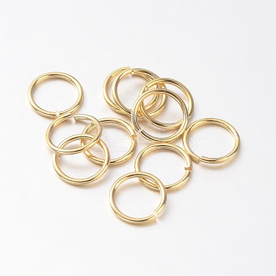 Eco-Friendly PVD Vacuum Plating & Long-Lasting Plated Brass Open Jump Rings X-KK-E663-6mm-G-1