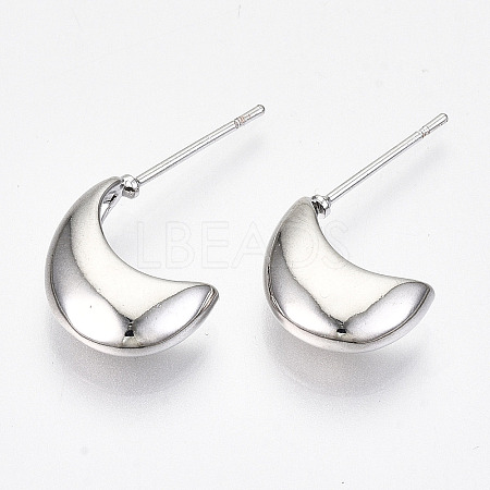 Brass Half Hoop Earrings KK-R117-035P-NF-1