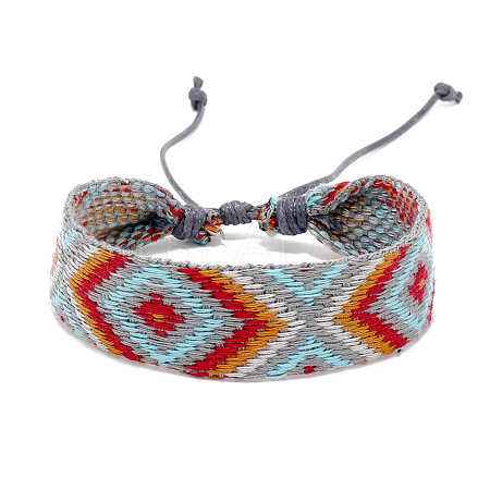 Cotton Braided Rhombus Cord Bracelet with Wax Ropes PW-WG62422-02-1