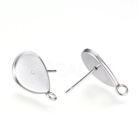 Non-Tarnish 304 Stainless Steel Stud Earring Settings MAK-R012-05-1