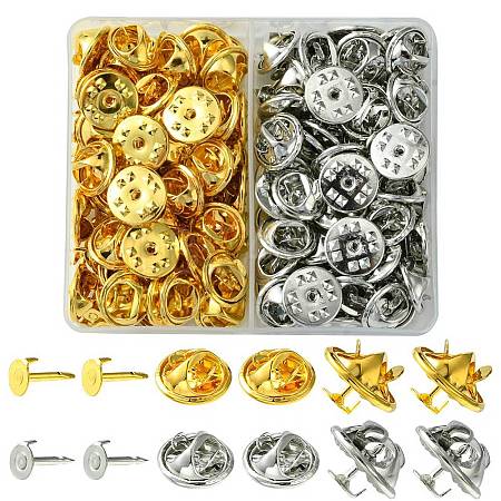 100Pcs 2 Colors Iron Butterfly Clutches Pin Backs IFIN-FS0001-37-1