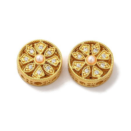 Rack Plating Hollow Brass Cubic Zirconia Beads KK-K381-21D-MG-1