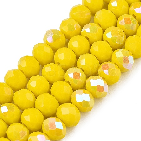 Electroplate Opaque Solid Color Glass Beads Strands EGLA-A044-P6mm-L04-1