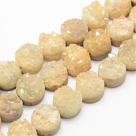 Electroplated Natural Druzy Quartz Crystal Bead Strands G-G889-08-1