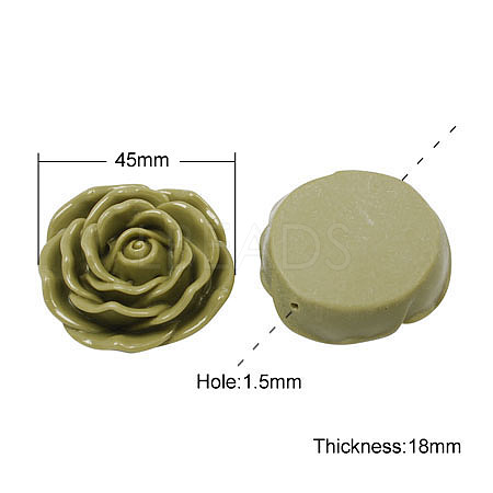 Resin Flower Rose Beads X-RESI-RB111-A128-1